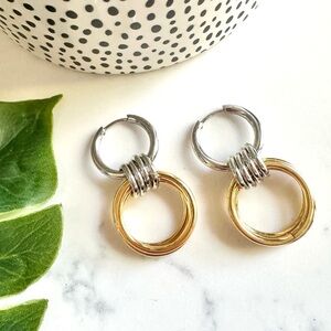 2/$30🌵 Gold & Silver Multi Hoop Earrings Two Tone Drop Jewelry Boho Gift NEW